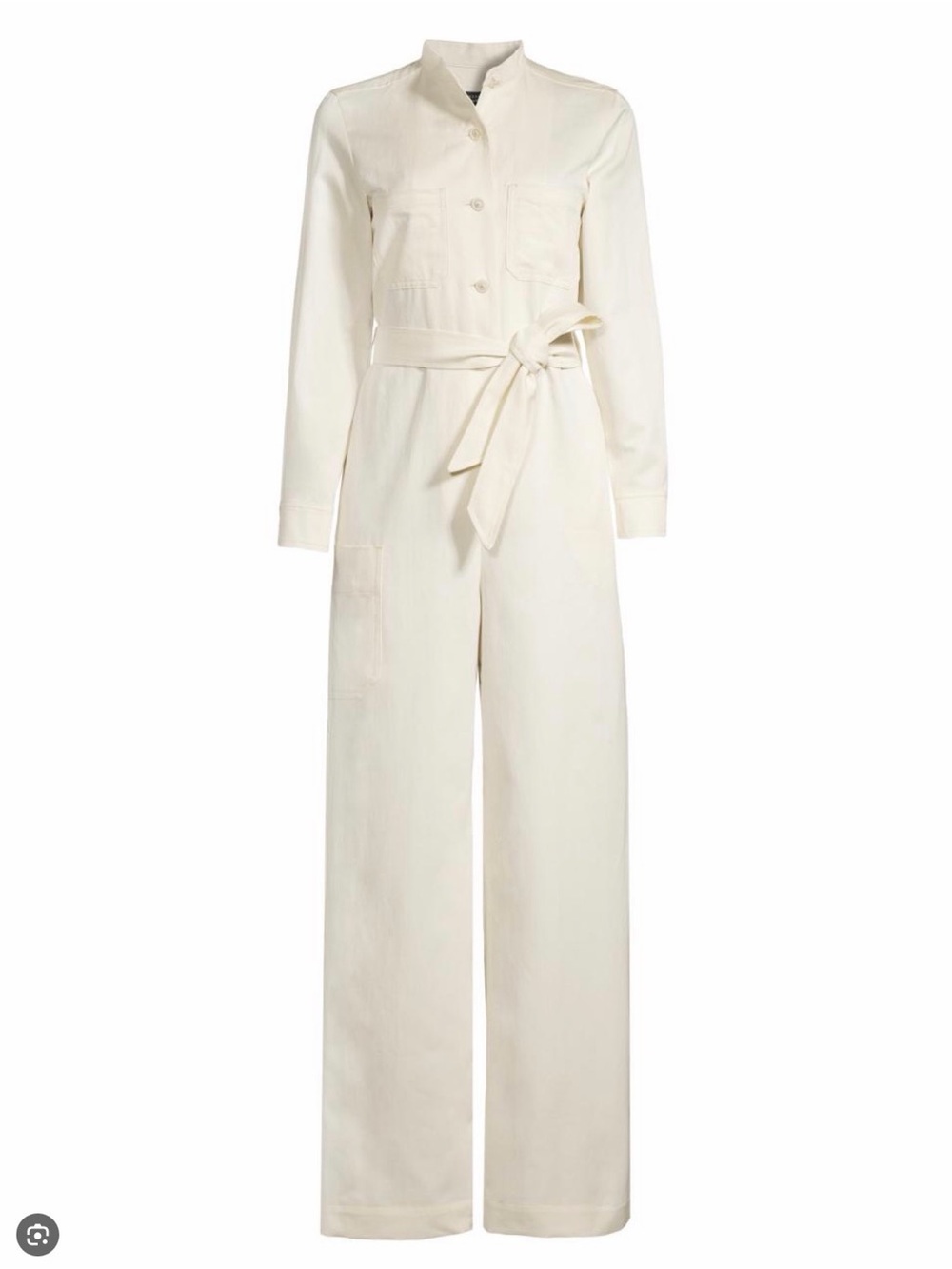 Max Mara weekend Ulla Linen cream white button down wide leg palazzo jumpsuit 0